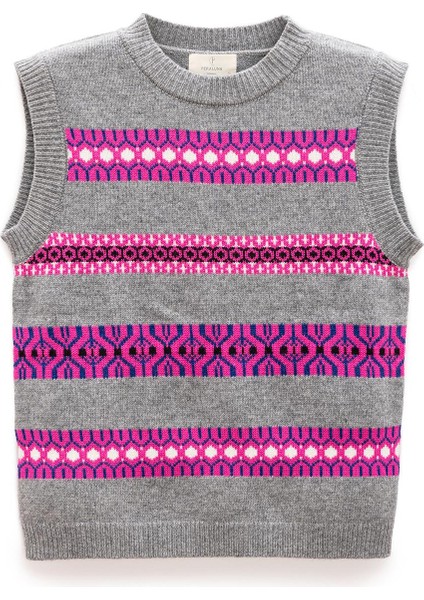 Simone Kadın Jakarlı Triko Süveter - Gri Melanj Multi