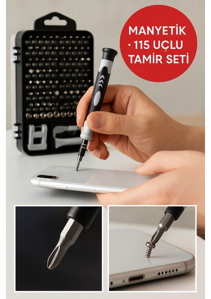 115 Parça Manyetik Hassas Tornavida Seti • Ergonomik Sap • Telefon Bilgisayar Tamir Seti