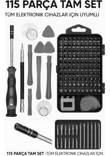 115 Parça Manyetik Hassas Tornavida Seti • Ergonomik Sap • Telefon Bilgisayar Tamir Seti fiyatları