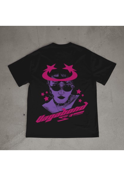 Vegabond Tasarım Baskılı Siyah Oversize T-Shirt