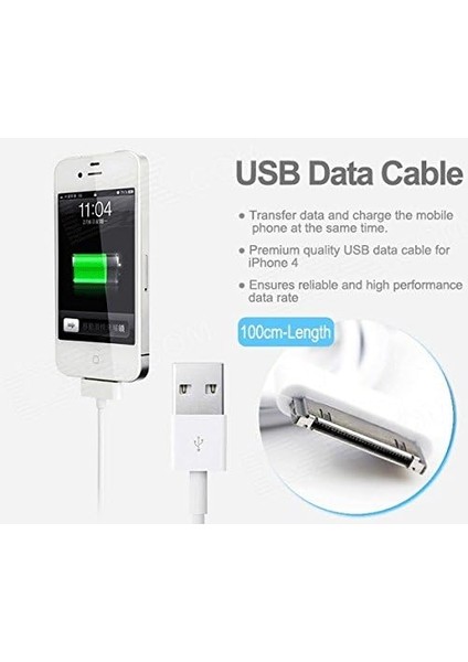 iPhone 4/s Hızlı Data ve Şarj&şarj Kablosu, Beyaz modelleri