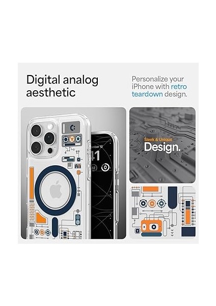 iPhone 16 Pro Max ile Uyumlu Ince Magsafe Kılıf Ultra Hybrid Sararma Karşıtı Duraclear Hava Kanalı Teknolojisi Askeri Sınıf Koruma Magfit Analogue Şeffaf Kapak - ACS08726 modelleri