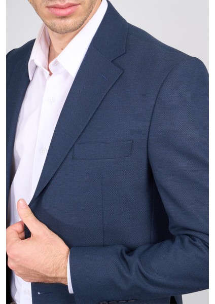 4666 Erkek Mono Yaka Tek Ceket Slim Fit Lacivert modelleri
