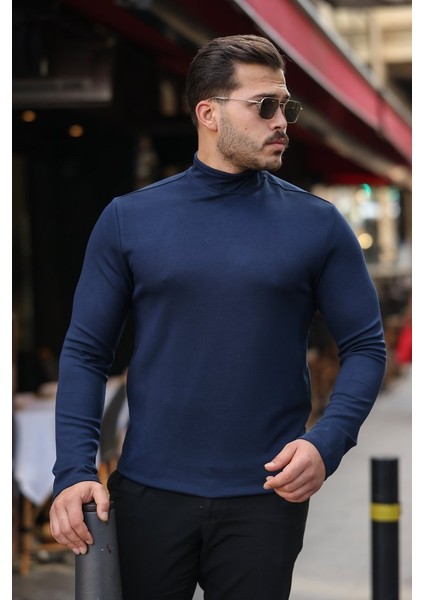 Erkek Balıkçı Yaka Modal Kumaş Esnek Kazak