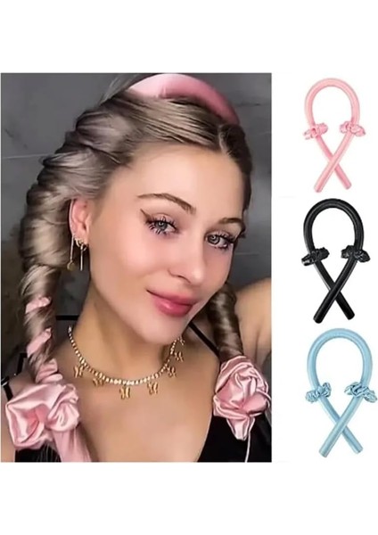 Croc 1290 Isısız Saç Şekillendirme Seti Saten Gece Bigudisi Saç Sosisi (Pembe) modelleri