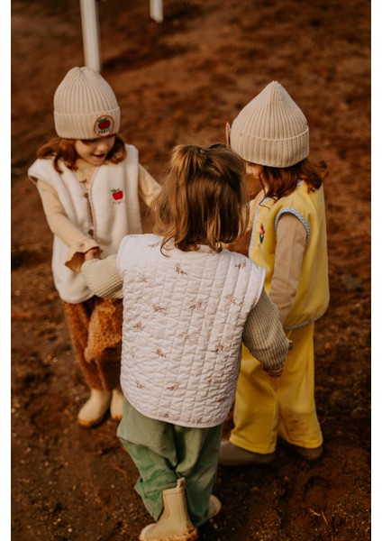 Helikopter Desenli Peluş Krem Yelek modelleri