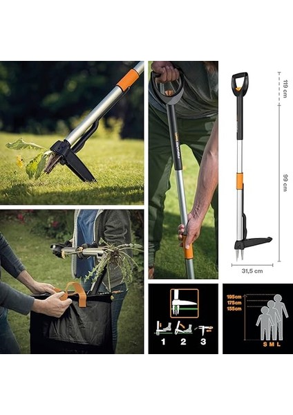 Teleskopik Ot Ayıklayıcı, Uzunluk: 1-1,19 M, Paslanmaz Çelik Sap/plastik Sap, Siyah/turuncu, Smartfit, 1020125 fiyatları