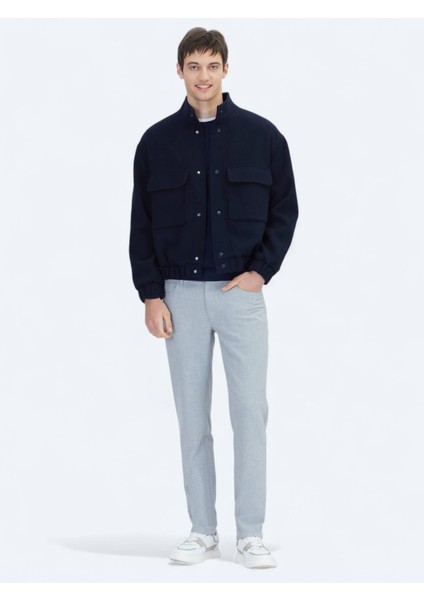 Lacivert Comfort Fit Dik Yaka Casual Dokuma Mont fiyatları