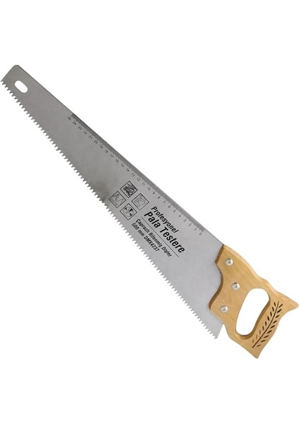 Saplı 50 cm Pala Testere Ağaç Tahta Sunta Bağ Dal Kesme Budama Güçlü Çapraz Dişli Cetvel Ölçme