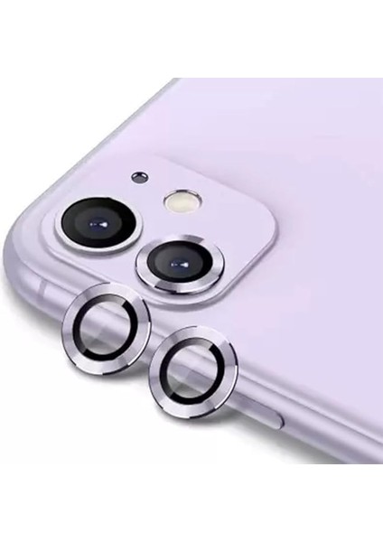 iPhone 11 ile Uyumlu Premium Kalite Safir Kamera Lens Koruyucu Telefon Kamerası Için Tüm Darbe ve Çiziklere Karşı Ultra Tam Koruma Sağlar - Full Hd 4K Görüntü Kalitesi Sunar (Mor)