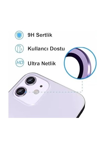 iPhone 11 ile Uyumlu Premium Kalite Safir Kamera Lens Koruyucu Telefon Kamerası Için Tüm Darbe ve Çiziklere Karşı Ultra Tam Koruma Sağlar - Full Hd 4K Görüntü Kalitesi Sunar (Mor) fiyatları