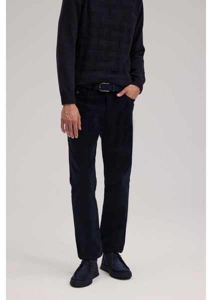 Lacivert Comfort Fit Kadife Spor Pantolon