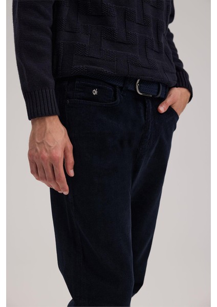 Lacivert Comfort Fit Kadife Spor Pantolon modelleri