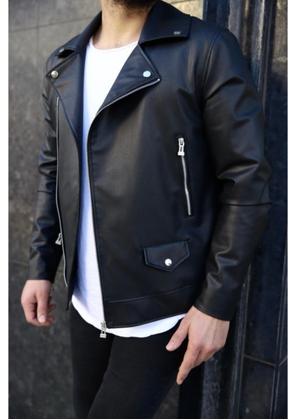 Slim Fit Biker Deri Ceket