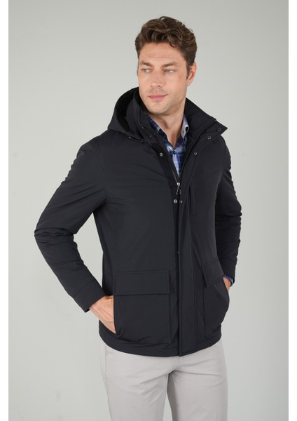 Erkek Lacivert Casual Kapüşonlu Mont MN25K25201_D39 fiyatları