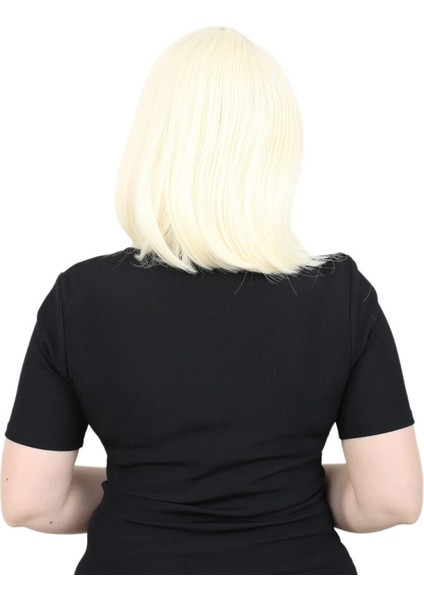 Fiber Sentetik Peruk Perçemsiz Kısa Düz - Açık Platin fırsatları