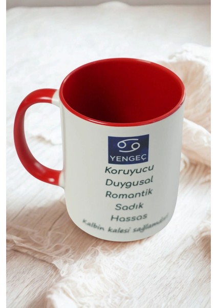 Yengeç Burcu Porselen Kupa – Astroloji ve Burç Temalı Kupa Bardak – Kişiye Özel Yengeç Burcu Hediyesi – Duygusal ve Romantik Kupa modelleri