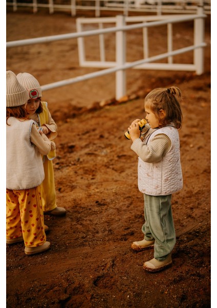 Helikopter Desenli Peluş Krem Yelek