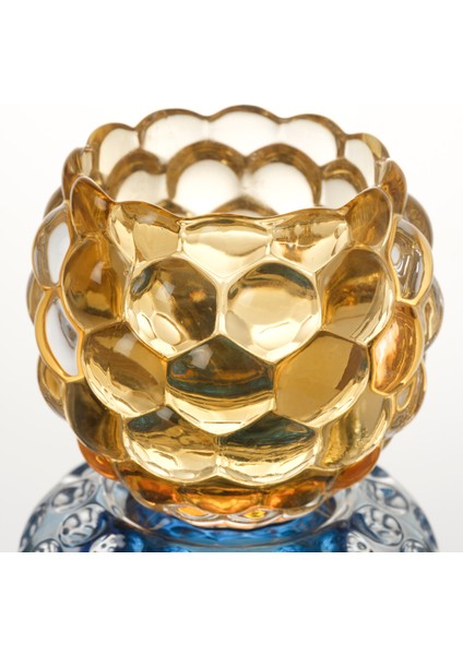 Nanjıng Cam Mumluk 8X8X11 cm Sarı - Mavi