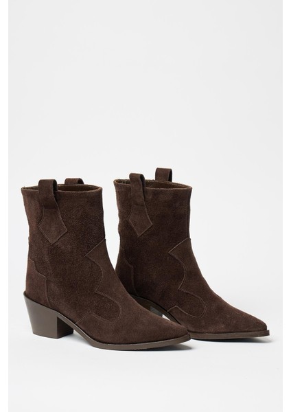 Kahverengi Süet Kadın Sivri Burun Kovboy Bot fırsatları