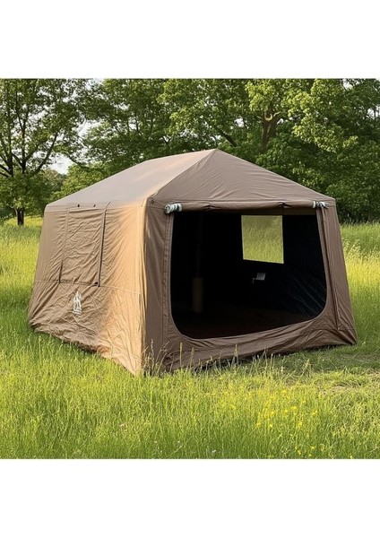 210D Oxford Soba Baca Çıkışlı Şişme Çadır 250X290XH190 Haki + Pompa Dahil