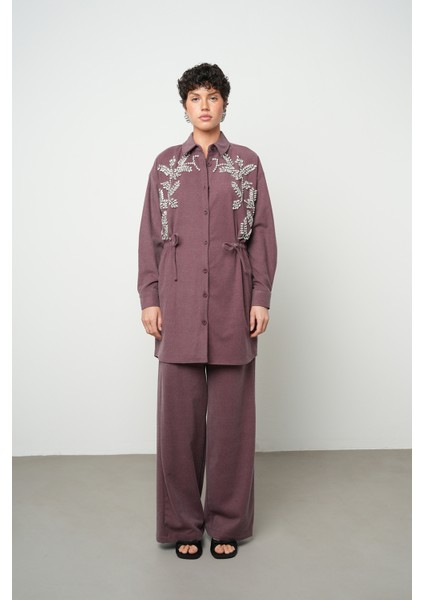 Kadın Taş Işlemeli Belden Bağlamalı Düz Renk Uzun Tesettüre Uygun Ceket fırsatları