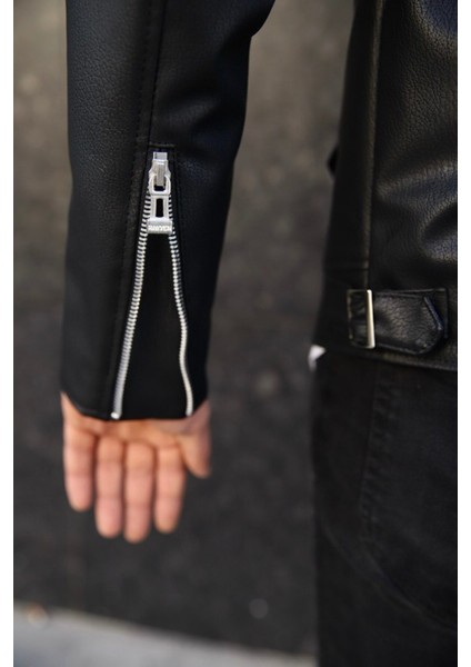 Slim Fit Biker Deri Ceket fırsatları