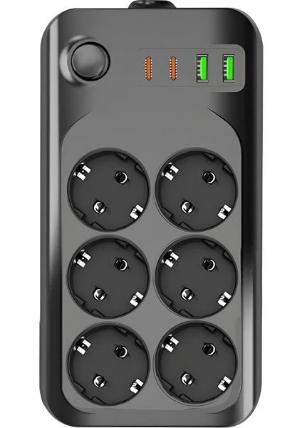 Termal Akım Korumalı USB ve Type-C 2.1A Şarj Çıkışlı 10A 2500W 6'lı Uzatma Grup Priz 2 Metre 3421 fiyatları