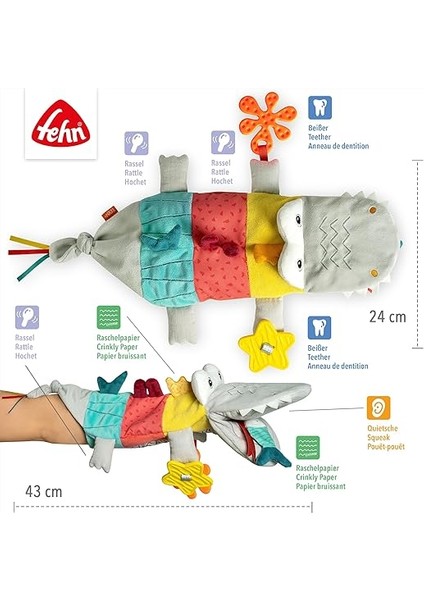 El Kuklası Bebek Oyuncak Timsahı - Çıngıraklı Pelüş Hayvan, Hışırtılı Kağıt, Diş Kaşıyıcı - Bebek Oyuncağı El Kuklası - 6 Aydan Büyük Bebekler ve Küçük Çocuklar Için Çıtırtılı Oyuncak indirimleri