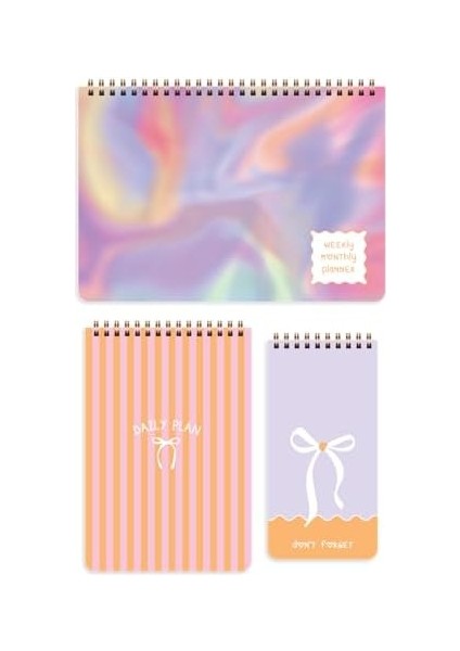 Haftalık ve Günlük 3’lü Masaüstü Süresiz Planlayıcı Set - Soyut modelleri