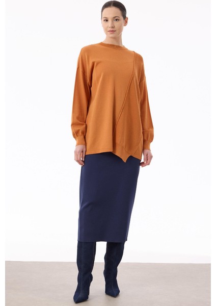 21872 Örgü Detaylı Rayon Tunik