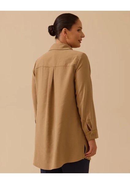 10002521214009 Önden Düğmeli Kolu Şeritli Tunik modelleri