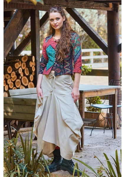 Beli Bağcıklı Cep Detaylı Şalvar Uzun Etek