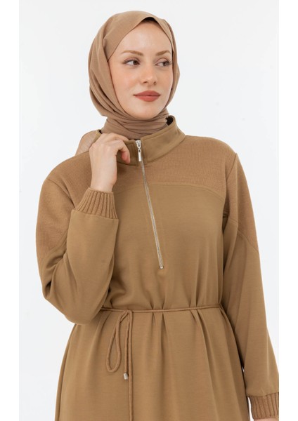 2515-ELB-25K_R027 Modal Triko Konbinli Tam Boy Elbise modelleri