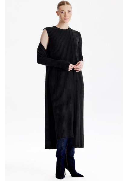 21598 Hırka Kombinli Triko Elbise