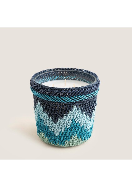 Tığ Işi Kokulu Mum 12X13 cm Mavi