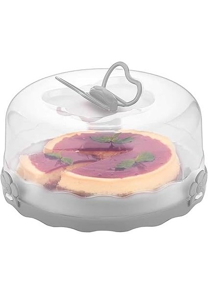 L-00501 Caramel Kilitli Kapaklı Kek Pasta Saklama Taşıma Kabı Borcam - Kek Fanusu Gri fiyatları