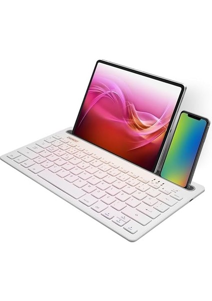 KB-BT82 Q Kablosuz Beyaz/gümüş Mac/win/android/ıos Uyumlu Bluetooth Ultra Ince fırsatları