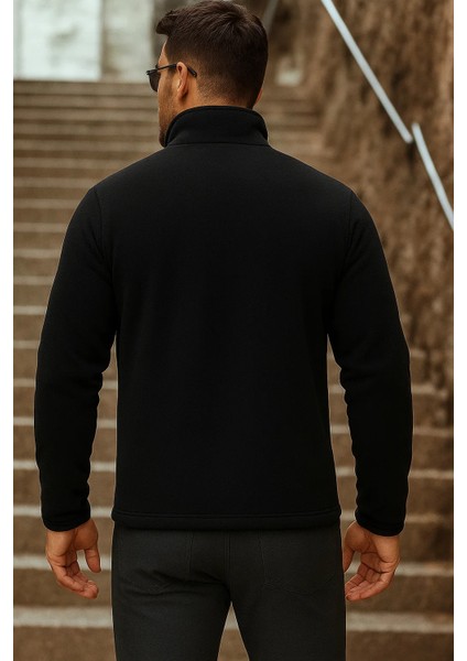 Erkek Fermuarlı Trend Kışlık Cepli Siyah Polar Hırka indirimleri
