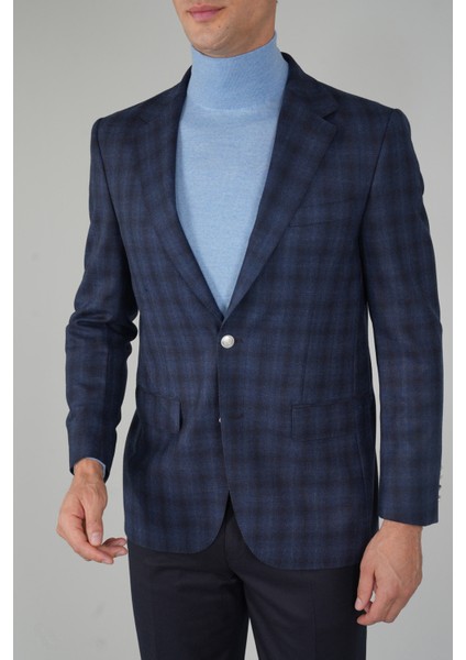 Erkek Mono Yaka 6 Drop Çift Yırtmaçlı Lacivert Yün Ceket PCK25K25204_D39 modelleri