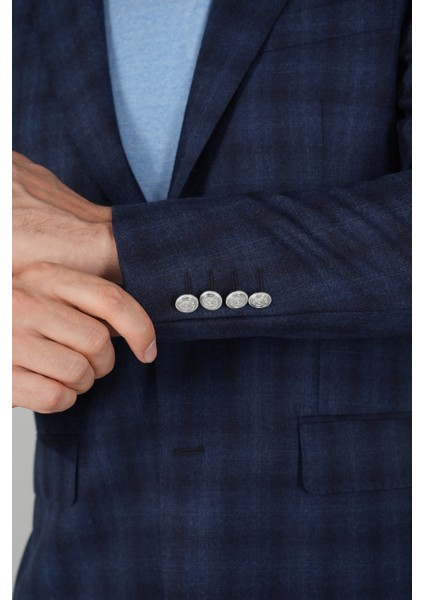 Erkek Mono Yaka 6 Drop Çift Yırtmaçlı Lacivert Yün Ceket PCK25K25204_D39 indirimleri