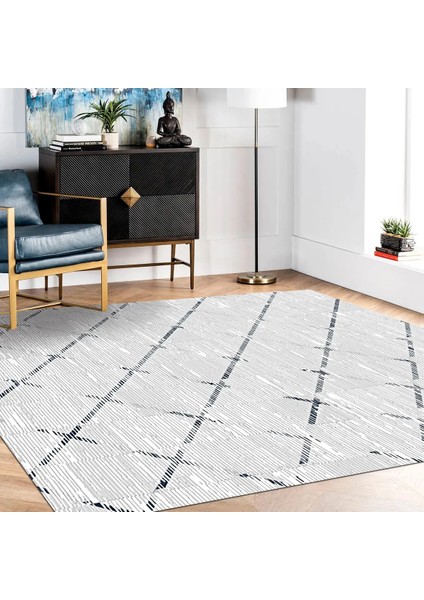 Arecena Geometrik Gri Viskon ve Akrilik Pamuk Tabanlı Makine Halısı modelleri