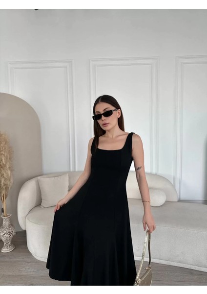 Sırt Dekolteli Kolsuz Uzun Elbise - Siyah indirimleri