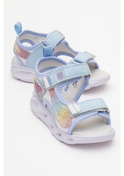 Kız Çocuk Mavi Işıklı Anatomik Hafif Günlük Sandalet