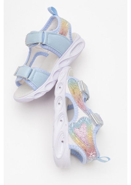 Kız Çocuk Mavi Işıklı Anatomik Hafif Günlük Sandalet