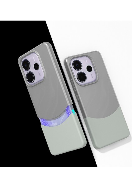 Redmi Note 14 5g Kılıf Mıknatıslı Mrsa Duble Kapak - Gri
