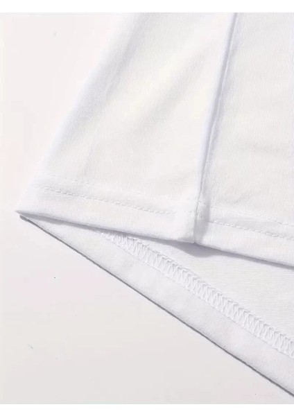 20/1 Penye Compack Baskılı Oversize Kahve Desenli Kadın Kısa Kol T-Shirt - Beyaz fiyatları