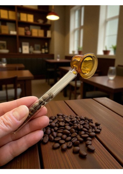 Dekoratif Cam Ölçek Kahve Çekirdekli El Yapımı Cam Obje