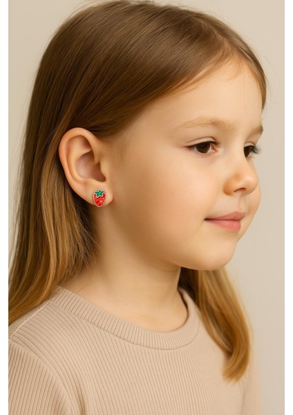 Çilekli Çocuk Çelik Cici Küpe fırsatları