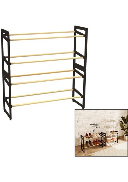 4 KATLI AHŞAP AYAKKABILIK 8 AYAKKABILIK 20X65X51CM ÇOK AMAÇLI RAF PORTATİF - VİDASIZ KOLAY MONTAJ (5250) fiyatları
